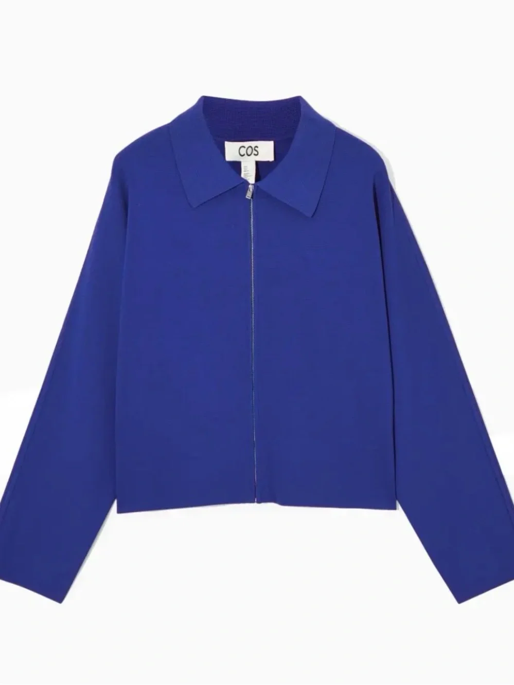 COS Classic Knit Bomber Jacket Blue Large Minimalist Quiet Luxury